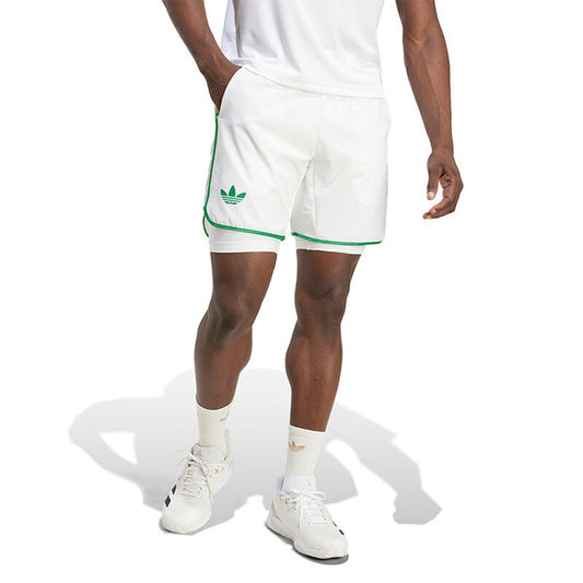 Conjunto de mallas y pantalones cortos adidas de 7 pulgadas, color blanco