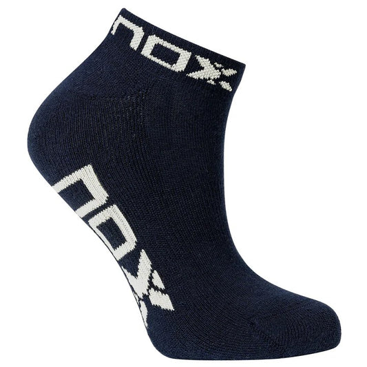 CALCETINES TÉCNICOS NOX PARA MUJER, AZULES CON LOGO BLANCO, HASTA EL TOBILLO