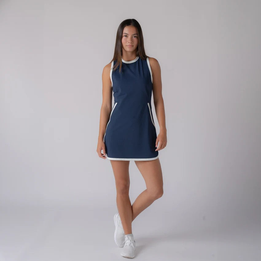 VESTIDO DE CORTE DE MUJER JOOLA AZUL MARINO