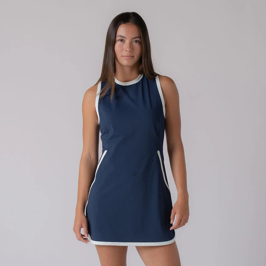 VESTIDO DE CORTE DE MUJER JOOLA AZUL MARINO