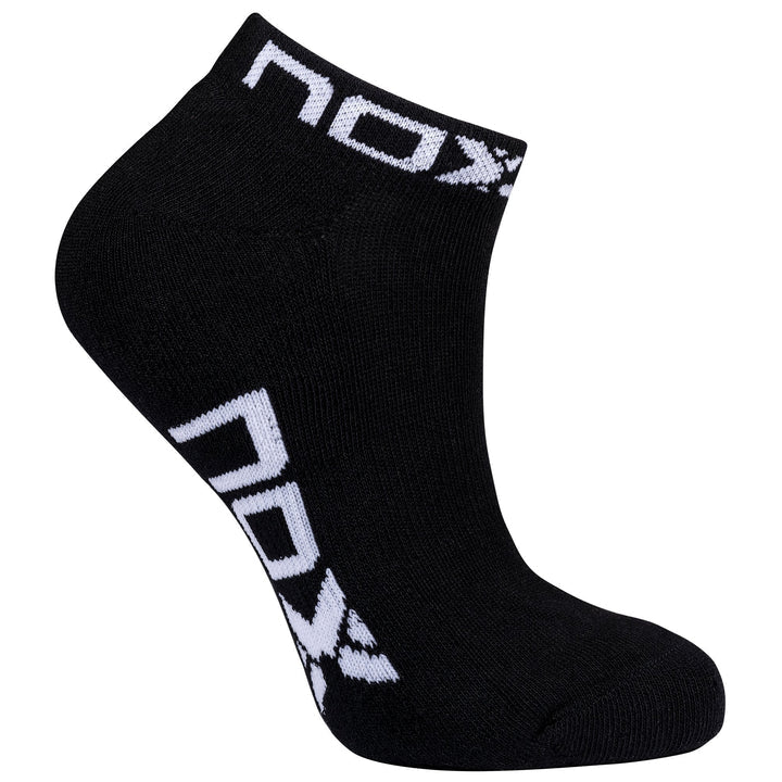 CALCETINES TÉCNICOS NOX PARA MUJER, LARGO AL TOBILLO, NEGROS CON LOGO BLANCO