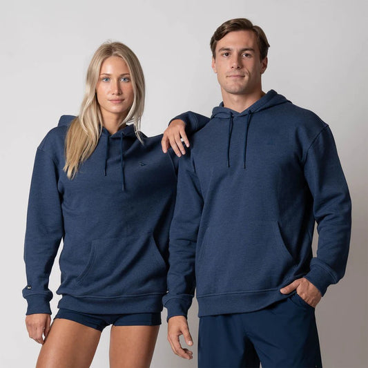 SUDADERA UNISEX CON CAPUCHA DE POLAR JOOLA AZUL MARINO JASPEADO