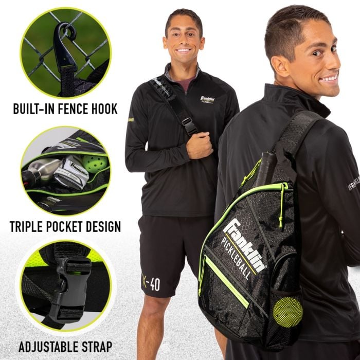 BOLSA BANDOLERA FRANKLIN PICKLEBALL NEGRO AMARILLO ÓPTICO