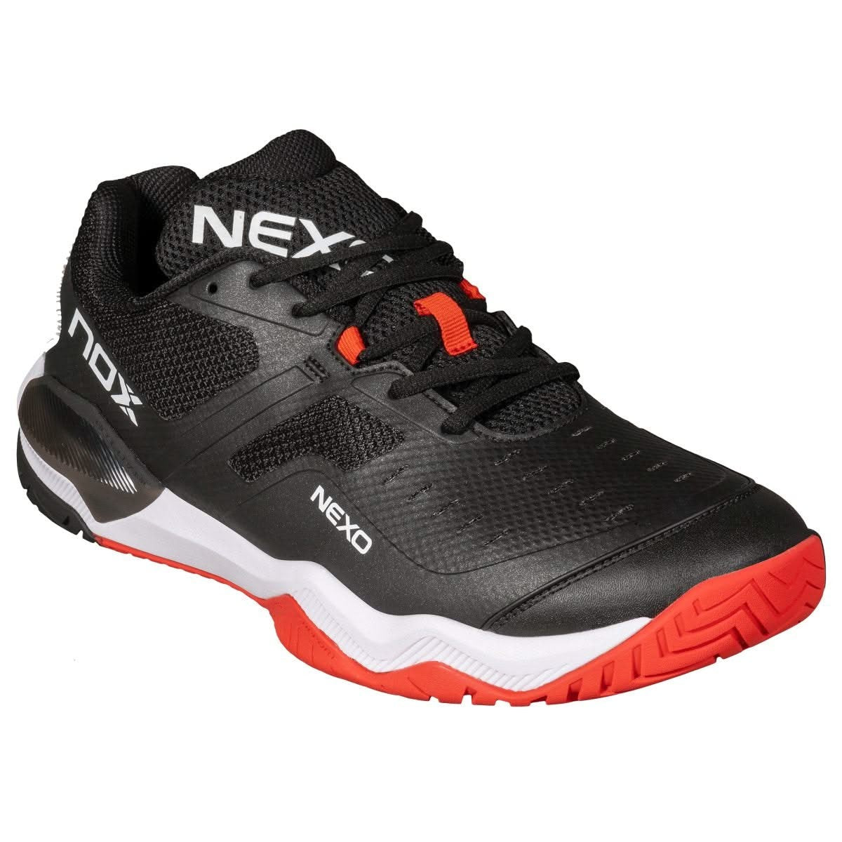 ZAPATOS NOX PICKLEBALL LUX NEXO NEGRO/ROJO LAVA