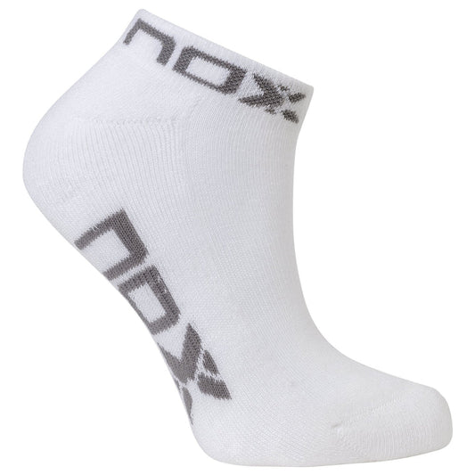 CALCETINES TÉCNICOS NOX PARA MUJER, BLANCOS CON LOGO GRIS, HASTA EL TOBILLO