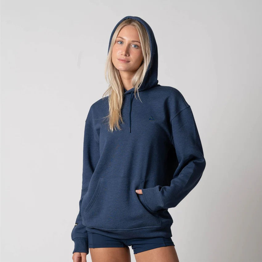 SUDADERA UNISEX CON CAPUCHA DE POLAR JOOLA AZUL MARINO JASPEADO
