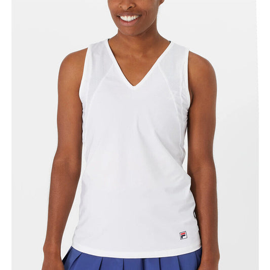 FILA ESSENTIALS COVERAGE - CAMISETA DE TIRANTES CON CUELLO EN V BLANCA